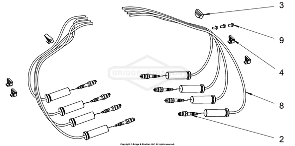 Engine Group - Ignition Wires Diagram and Parts List for 076660-01  Briggs and Stratton Generator